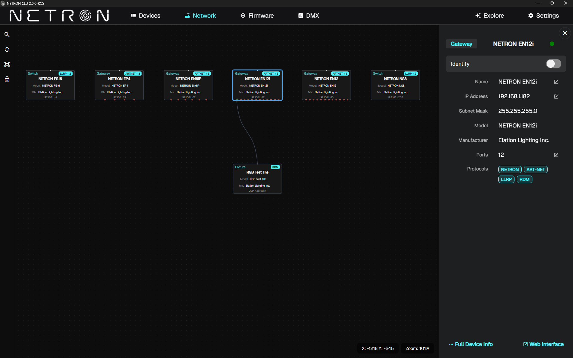 Netron CLU 2.0 graphical network map