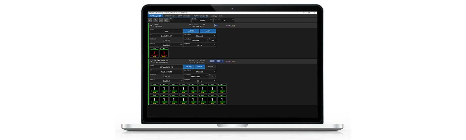 ProPlex Manager v3.3 interface